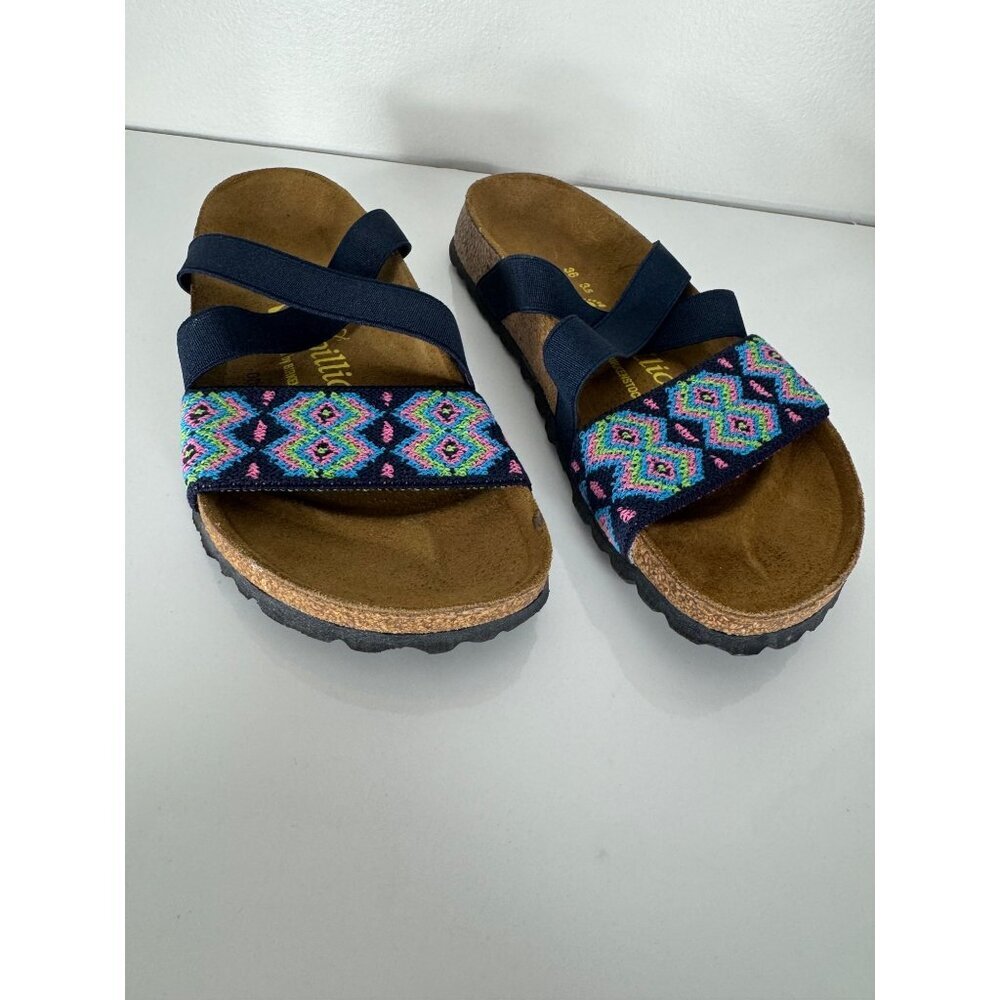 NEW Birkenstock Papillio Aztec Dark Blue Slides Sandals Elastic EU 36 US 5 N - Picture 2 of 7